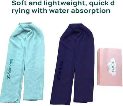 2-Pack Gym Towels, 33x16 Inch Quick Dry Towel, Super Soft Microfiber Workout Towels & Yoga Towel for Fitness, Sports, Swimming, Navy Blue and Water Blue