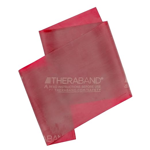 THERABAND Professional Latex Resistance Bands, Individual 6 Ft Elastic Band for Upper & Lower Body Exercise, Physical Therapy, Pilates, At-Home Workouts, 6 Foot Band, Red, Medium, Level 3