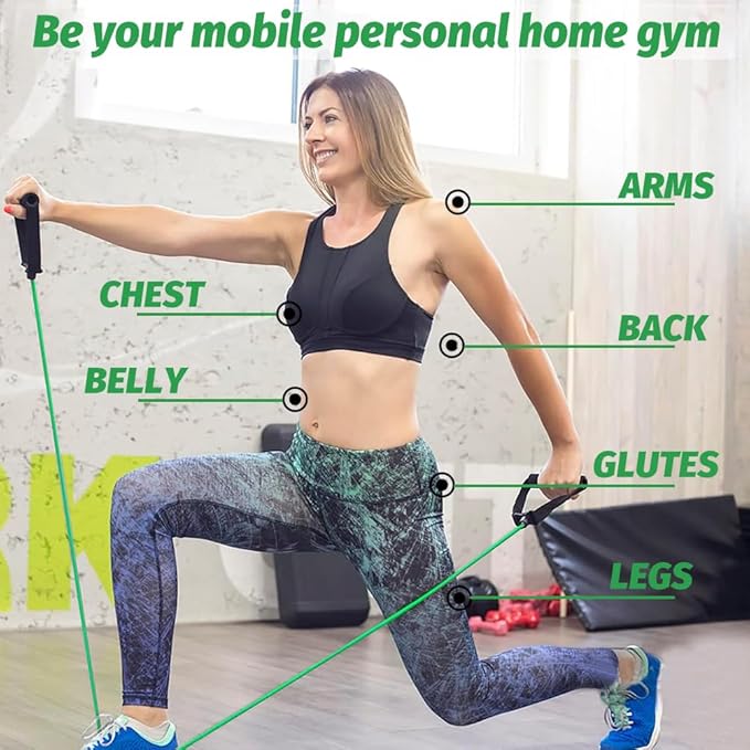 Resistance Bands with Handles, Single Resistance Ban-ds with Handles for Working Out Women and Men, Elastic Bands Workout Ban-ds for Strength Training Muscle Fitness, Pilates