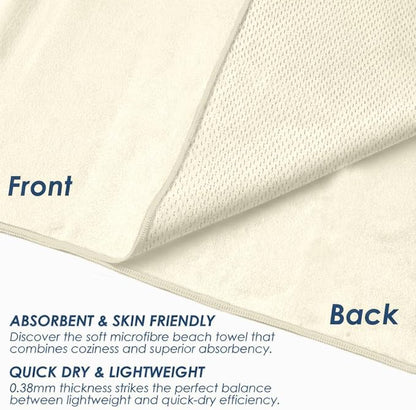 Microfiber Towel Large for Beach, Travel, Swimming, Bath, Pool–Quick Dry, Ultra Compact, Sand Free, Lightweight & Super Absorbent(Off White,60x30 in)