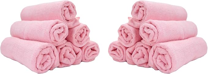 Arkwright Microfiber Gym Towel - (Pack of 12) Soft Lightweight Quick Dry Hotel Quality Hand Towels, Sweat Absorbent, Perfect for Workout, Yoga, Spa, Bathroom, 15 x 24 in, Pink
