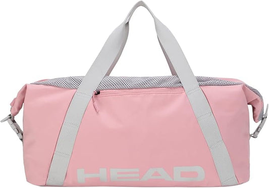HEAD 45L Pink Waterproof Gym Duffel Bag for Women, Large Capacity Weekender Overnight Bag with Detachable Strap, Lightweight Travel Tote for Fitness, Yoga & Business Trips