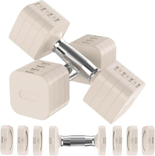 22LBS Adjustable Dumbbells Set, Adjustable Weight Dumbbells with 4 Levels 4.4lb, 6.6lb, 8.8lb, 11lb, Hand Weights Sets for Women/Men Home Gym Full Body Workout