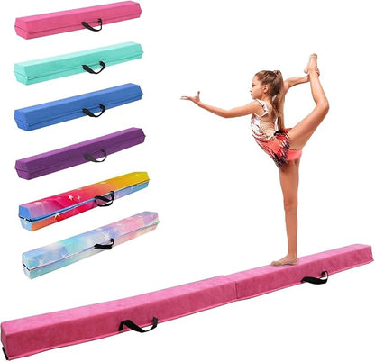 8FT/9.5FT Folding Balance Beam, Portable Gymnastics Beam Equipment with Non Slip Rubber Base & Suede Cover for Training/Practice/Professional Home Exercise