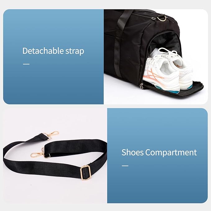 Sports Duffel Bags with Cosmetic Gym Bag for Women Men Travelling Waterproof Bag with Wet Pocket and Shoe Compartment