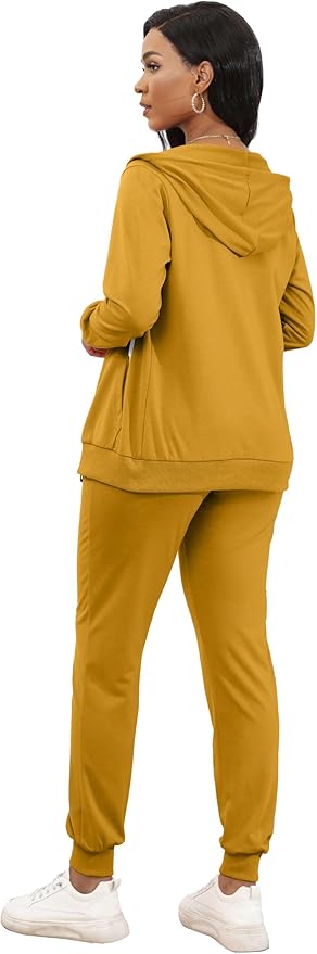 CLOCOR Track Suits for Women Set - Casual 2 Piece Outfits Sweatsuit Pocket Hoodies Long Sleeve with Patchwork Pants Set