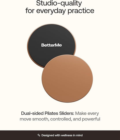 BetterMe Pilates Sliders – Dual-Sided Exercise Sliders for Core Training – Compact Workout Gliders for Home Fitness, Abs & Full Body Workouts