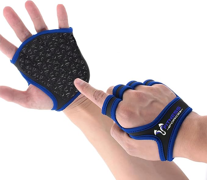 FITNESS FORCE Workout Gloves for Men & Women Partial Weight Lifting Gloves Non-Slip Gym Grip for Weight Lifting Calluses Guard Fingerless Exercise Gloves with Full Palm Protection