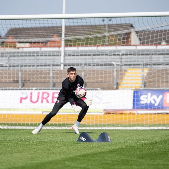 FORZA Goalkeeper Training Deflection Ramp | Durable Rubber Ball Deflector for Soccer- Ideal for GK Reactions, Reflex Training, and Shot Stopping Practice - Two Styles for Varied Training
