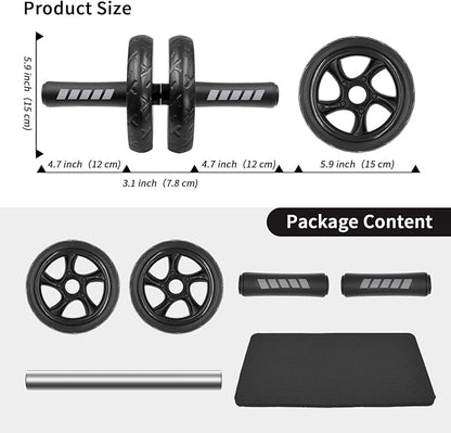 Ab roller wheel with knee pad for abdominal exercise core workout weight loss no noise easy to assembling light weight perfect home gym equipment for men & women