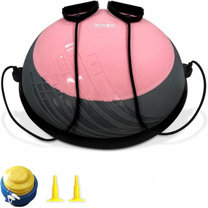 Balance Ball Balance Trainer 660Lbs Weight Capacity 23" Half Ball with Resistant Band, Anti Burst Design, Slip-Resistant for Home Gym Core Ab Training Yoga Fitness Stability Workout with Foot Pump