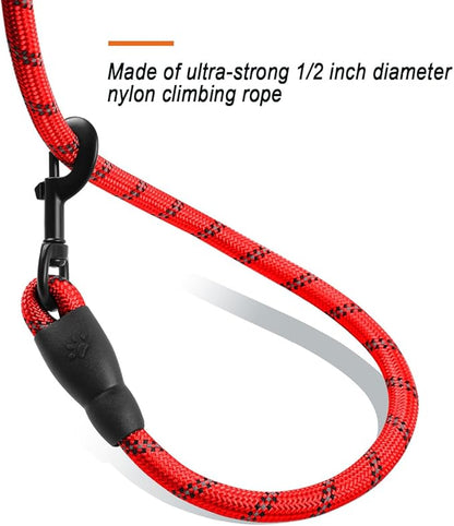BARKBAY Dog Leashes for Large Dogs Heavy Duty Dog Leash 2 Pack 5 FT with Comfortable Padded Handle Highly Reflective Threads for Medium Large Dogs Walking Training Running (5FT-1/2,Red+Black)