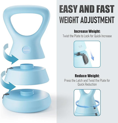 Adjustable Kettlebell, 5lb 9lb 15lb Kettlebell Weights Set, Ergonomic Design & Wide-Handle for Home Gym, Full-Body Workouts Strength Training and Weight Loss, Good for Men Women & Beginners