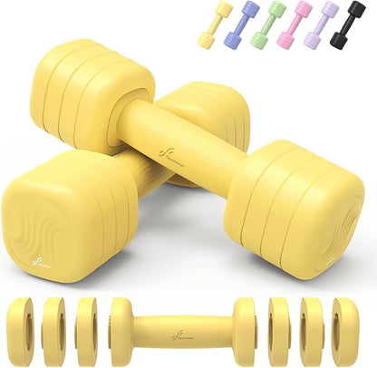 Adjustable Dumbbell Set of 2: Sportneer 4 in 1 Free Weights Dumbbells Set for Women, Hand Weights for Women at Home, Each 2lb 3lb 4lb 5lb Weights with Soft Rubber Handle for Home Gym Exercise Training