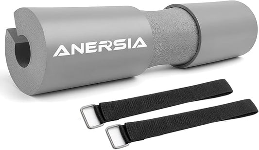 Barbell Pad for Squats & Hip Thrusts – 1.2” Extra-Thick High-Density Foam – Non-Slip Neck & Shoulder Support Cushion – Fits Olympic & Standard Bars – Quick On/Off Design + 2 Securing Straps