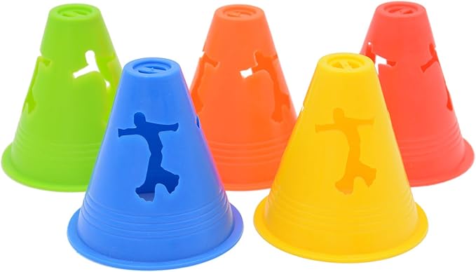 Famgee 3 Inch Plastic Windproof Slalom Cones Inline Roller Skating Cones Pile Cup Roadblocks Traffic Road Cones Set with Holes for Skate Practice Sport Training