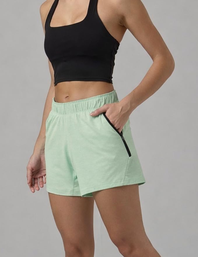 Liberty Imports 1 or 5 Pack Womens Lounge Workout Shorts with Zipper Pockets 5" Inseam Lightweight Athletic Casual Shorts