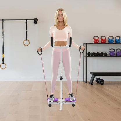 Waist Twister Machine Exercise, Adjustable Ab Twist Board Resistance Bands & Handrails, Ab Workout Machine for Home Gym, Core Strength Training Equipment with 330 lbs Weight Capacity