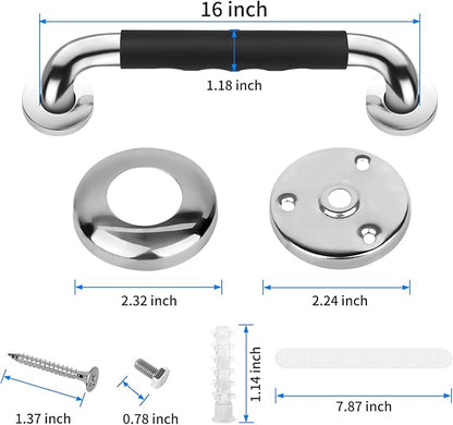 2 Pack 16 Inch Grab Bars for Bathtubs and Showers, Anti Slip Handicap Grab Bars for Shower, Safety Bath & Toilet Rail for Elderly Senior, Shower Handle Disability Assist Bathroom Handrail