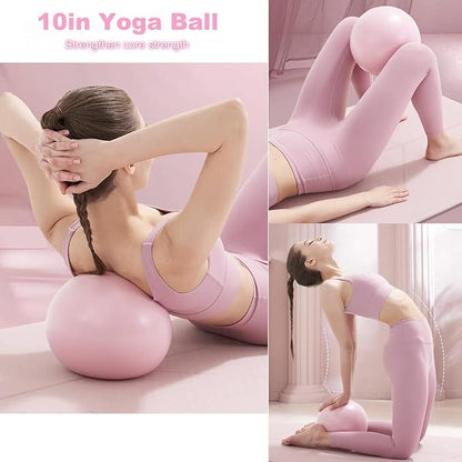 Pilates Set – Home Pilates Equipment for Women Kit with Magic Circle Pilates Ring and Ball Set, Resistance Bands & Massage Balls & Exercise Bands for Toning，Flexibility & Core Strength