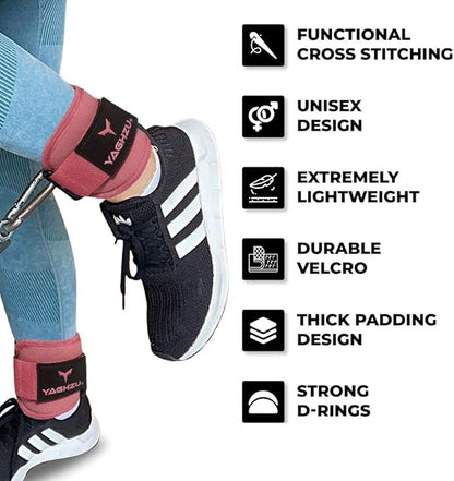 Ankle Straps for Cable Machines Women, Glute Kickback Cable Machine Attachments, Gym Ankle Cuffs, Wrist Cuffs for Workout, Leg Training Accessory, Fitness Gear for Home or Gym
