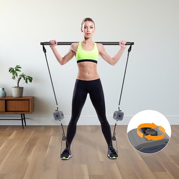 Blue Workout Pump Set with Bands, Portable Exercise Band Kit Handles Door Anchor, Full Body Training Pump System for Home Gym Travel, 3 Resistance Levels, Lightweight Carry Bag