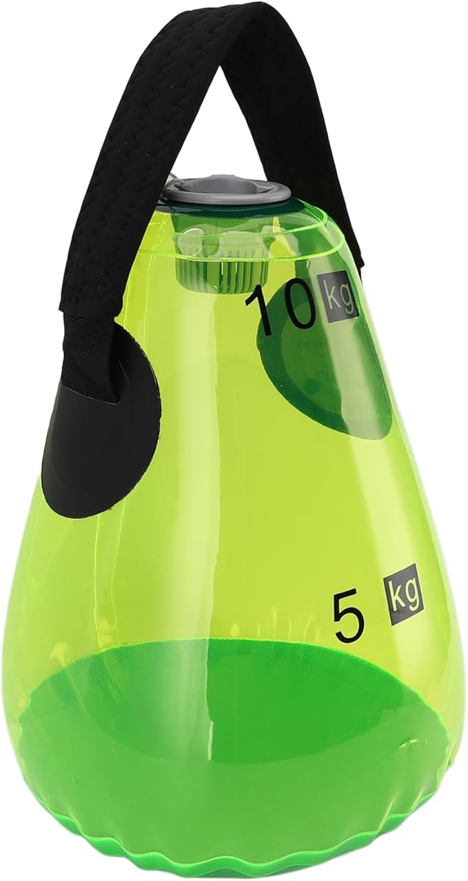 Water Filled Kettlebell Inflatable Portable Soft Handle 10kg Capacity Water Weight Bag for Home Gym Travel Workout Green PVC Material