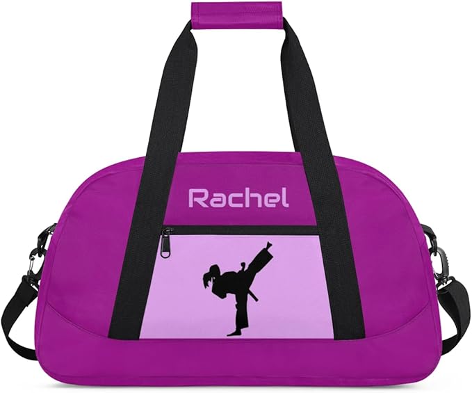 Personalized Martial Art Bag Duffel Bag for Boys Girls, Custom Taekwondo Karate Bag for Travel Weekender Practice Purple