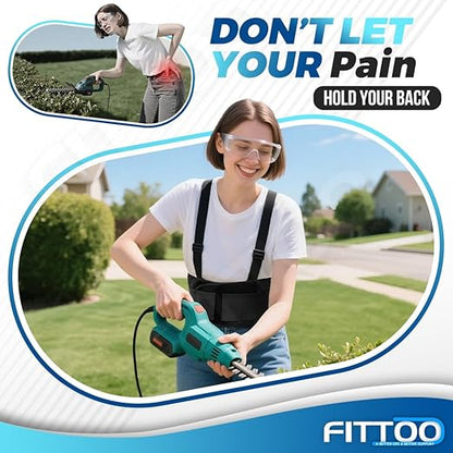 FITTOO Back Brace with Removable Suspenders & Lumbar Pad for Back Pain Relief, Heavy Lifting Support, Moving and Warehouse Jobs, Lower Back Pain Protection Belt for Men & Women in Construction
