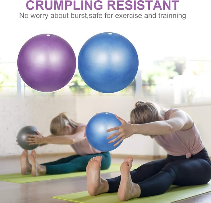 2pcs Mini Exercise Ball 9inch/23cm Small Yoga Ball Soft Pilate Ball Home Training Ball, Anti Burst and Slip, with Inflatable Straw for Therapy, Barre, Core Training