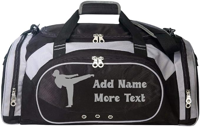 Personalized SportS Duffel Bag With Custom Name & Text - Martial Art Female Black