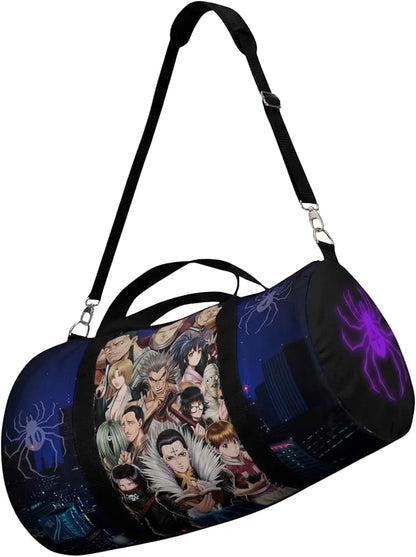 Anime Gym Bag for Women Men - Large Capacity Waterproof Workout Fitness Travel Sports Bags Fashion Street Camping ExpandaCLe Carry On Duffle Bag For Couple (Spder Troupe) PTY