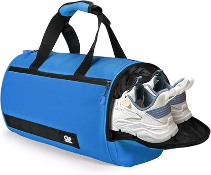 C&F BOGMOST Small Gym Bag for Women & Men,Small Lightweight Duffel Bag Carry On Bags Mini Duffel Travel Bag Waterproof Sports Bags for Workout/Sport/Travel, Royal Blue,with Shoes Compartment