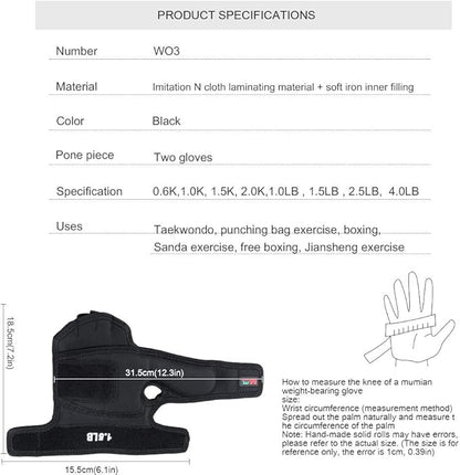 Weighted Boxing Gloves , Fitness Soft Silica Gel Gloves Sandbag Weight Bearing Training Gloves with Wrist Support for Gym Boxing, Cross Training Set of 2 Training Weight Gloves for Cardio Workouts Exercise Kick Boxing MMA Aerobics
