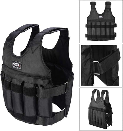 Weighted Vest Men Workout - Adjustable Weight Vests with Shoulder Pad, Weighted Vest Woman for Running Walking Strength Jogging Cardio (Black Vest Without Weight)