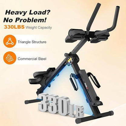 TOUSAINS 3 in 1 Ab Machine, Foldable Rowing Machine & Cable System, Core Trainer for Abdominal Workout, 4-Level Height & 2 Resistance Levels, All-in-One Home Gym Equipment for Weight Loss & Sculpting