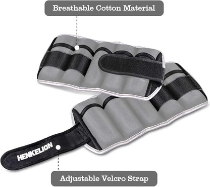 Henkelion 1 Pair 2 3 5 10 Lbs Adjustable Ankle Weights for Women Men Kids, Strength Training Wrist and Ankle Weights Sets for Gym, Fitness Workout, Running, Lifting - Black Grey Pink Blue Purple