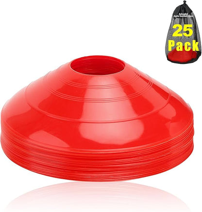 Ashsajkd(Set of 25/50/100 - Agility Soccer Cones with Carry Bag and for ， Football Cones for TrainingFootball, Basketball, Coaching, Agility Cones for Indoor and Outdoor Games