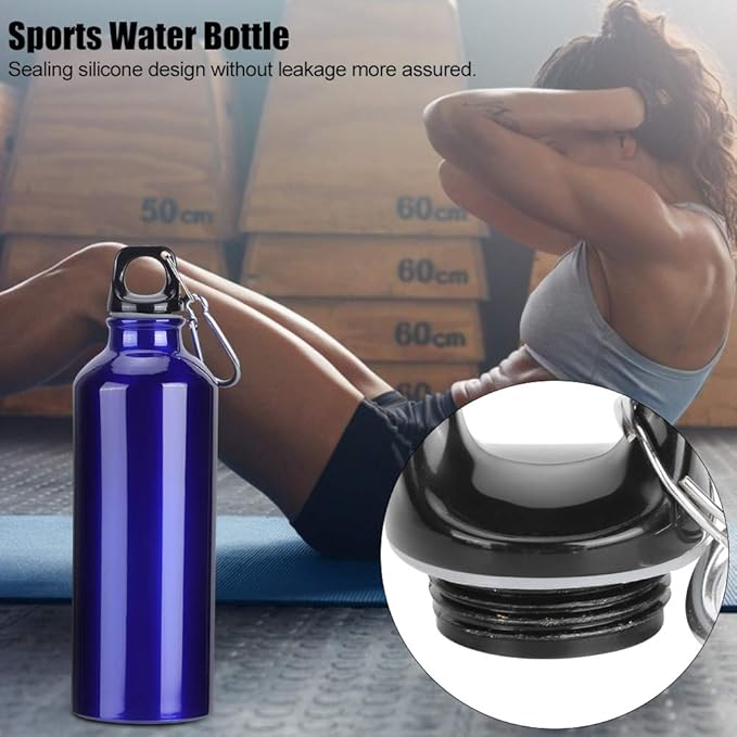 Milltrip Sports Water Bottle, 500ml 750ml Aluminum Blue Water Bottle for Outdoor Gym Fitness Cycling Hiking Climbing Traveling(750ml)