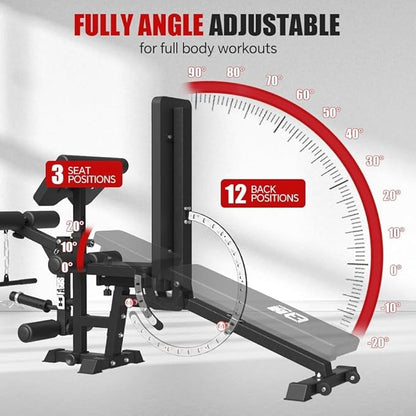 All in One Home Gym System Workout Station, Multi-Function Smithe Machine Power Cage with Cable Crossover System, Tripe-Sided Independent Load Posts, Functional Trainer for Full Body Training