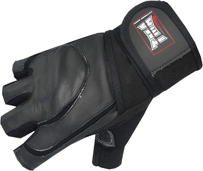 TMA Weight Lifting Gloves for Gym Workout – Cowhide Leather, Long Wrist Support with Anti Slip Palm Protection – Great Grip for Fitness, Bodybuilding, Powerlifting, Strength Training & Exercise