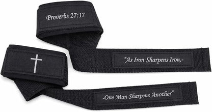 Powerlifting Christian Wrist Straps, Soft Cotton Blend Lifting Straps for Weightlifting, Gym Wrist Support for Deadlifts, Rows, and Pulling Exercises (Pair)