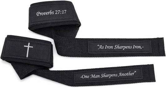 Powerlifting Christian Wrist Straps, Soft Cotton Blend Lifting Straps for Weightlifting, Gym Wrist Support for Deadlifts, Rows, and Pulling Exercises (Pair)