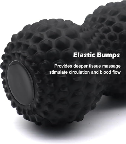 KITWILD Peanut Massage Ball, Double Lacrosse Massage Roller Ball for Deep Tissue Muscle Massage, Physical Therapy, Myofascial Release, Muscle Knots, and Yoga Therapy (Black)