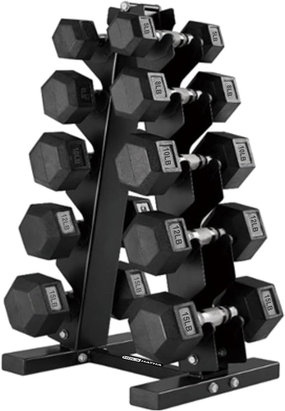 HolaHatha Hexagonal Dumbbell Weights Set, Home Gym Equipment Set, Portable Weighted Exercise Dumbbells for Fitness, Training, and Lifting Workouts