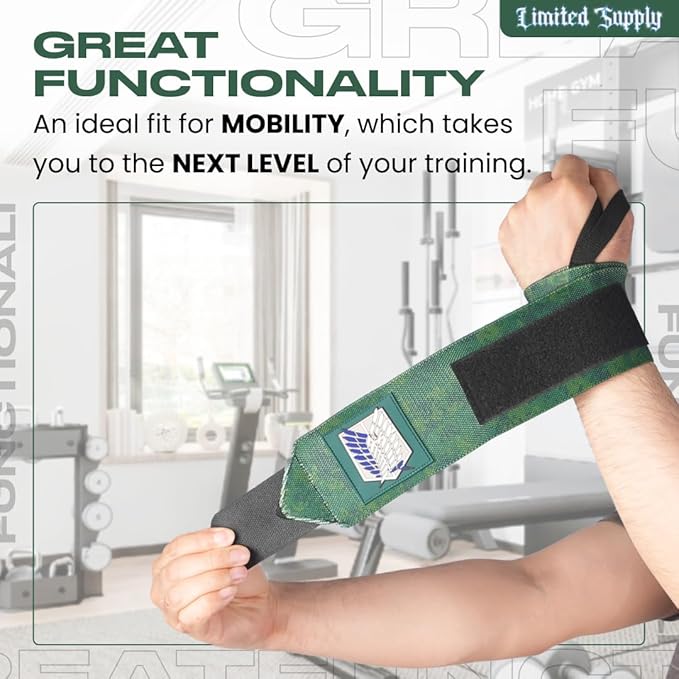 CROWN Anime Wrist Wraps Lifting Straps 24" for Men and Women - 1 Pair Each, Green Ttan Gym Accessories Support Weightlifting, Powerlifting, Strength Training, and Improve Workout