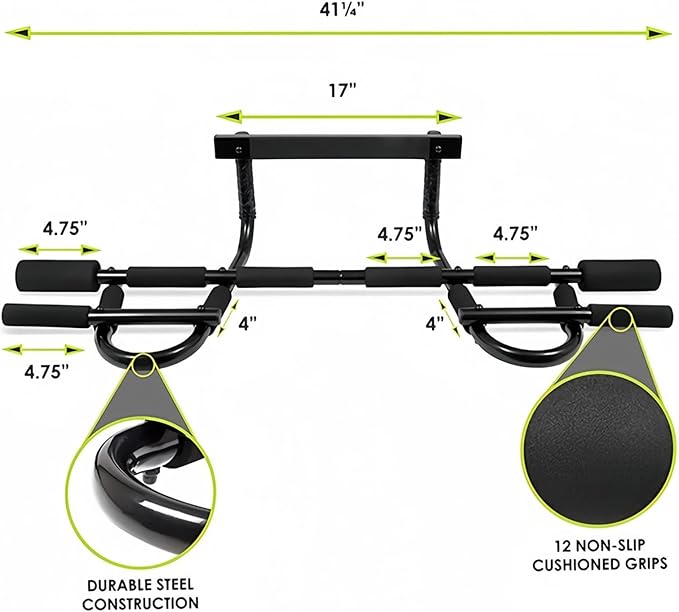 2025 Upgrade Pull Up Bar, 440 lbs Heavy Duty Upper Body Fitness Workout Bar| Multi-Grip Strength for Doorway | Indoor Chin-Up Bar Fitness Trainer for Home Gym Portable