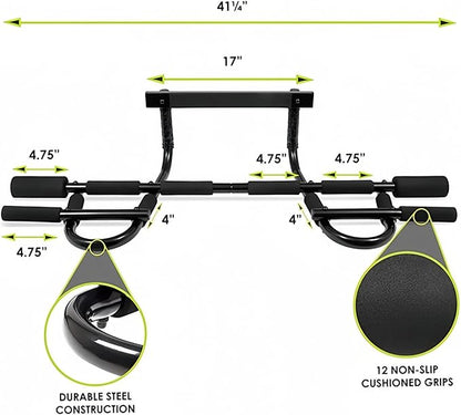 2025 Upgrade Pull Up Bar, 440 lbs Heavy Duty Upper Body Fitness Workout Bar| Multi-Grip Strength for Doorway | Indoor Chin-Up Bar Fitness Trainer for Home Gym Portable