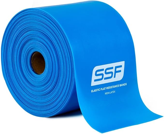 Serious Steel Fitness Flat Resistance Bands for Upper and Lower Body Strength Training and Exercise. (Non-Latex Flat Physical Therapy Exercise Bands - 4" x 25 Yards or 4" x 5 Feet)
