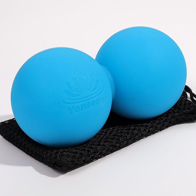 Double Lacrosse Massage Ball Peanut Massage Ball for Myofascial Release, Trigger Point Therapy, Muscle Soreness Deep Tissue Massage Physical Therapy Equipment(Blue)